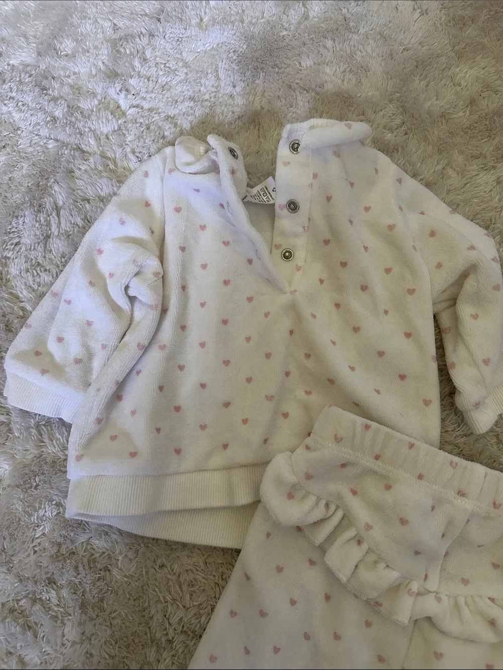 Baby Two-Piece Bear Sweater Set in White and Pink